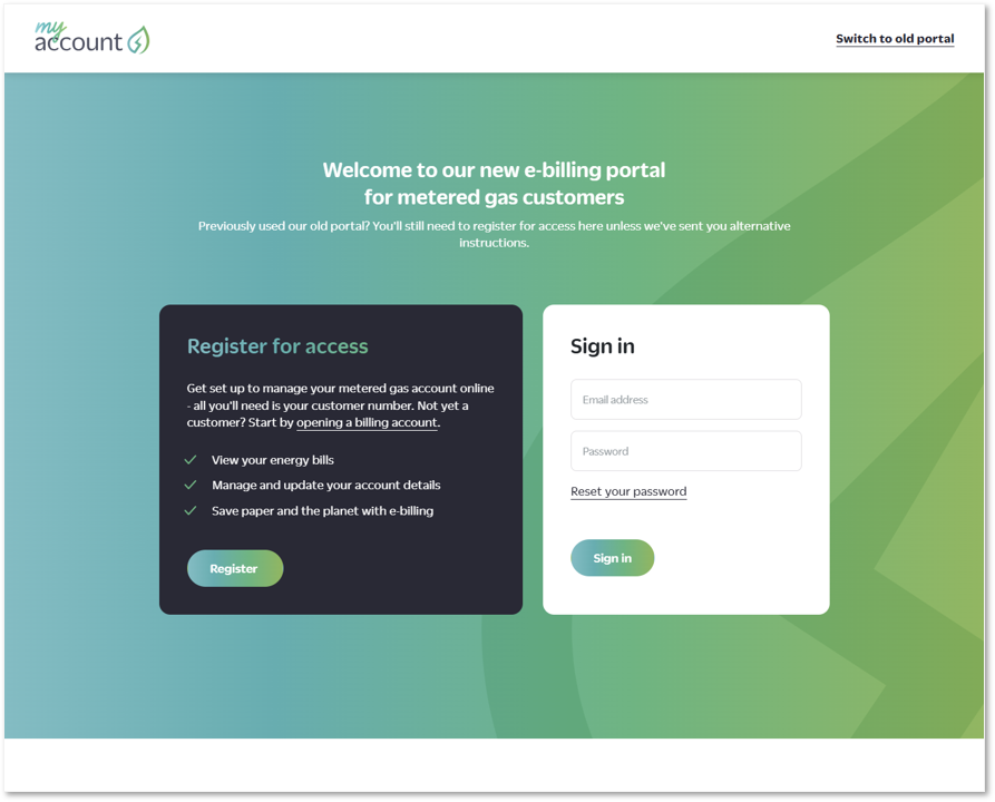 MyAccount Portal Login Screen