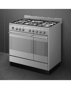 SMEG SUK92MX9-1 Concert 90 cm Dual Fuel Range Cooker - Stainless Steel